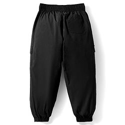 Pine Kids Cotton Elastane Woven Full Length Trouser with Cargo Pocket & Patch Detailing - Black