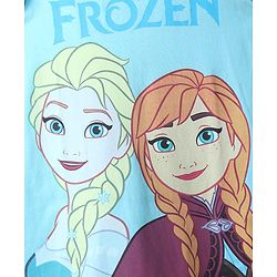 Pine Kids Disney Single Jersey Knit Frill Sleeves Nighty With Elsa & Anna Graphics - Light Blue