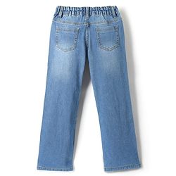 Pine Kids Woven Full Length Washed Denim Jeans With Floral Embroidery - Light Blue