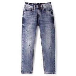 Pine Kids Denim Woven Full Length Washed Jeans - Navy Blue