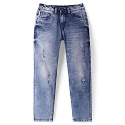 Pine Kids Denim Woven Full Length Washed Jeans - Navy Blue