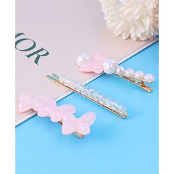 Pine Kids Free Size Hair Pins & Clips with Butterfly Applique Pack of 3 - Light Pink