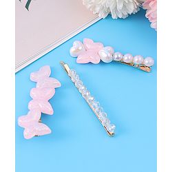 Pine Kids Free Size Hair Pins & Clips with Butterfly Applique Pack of 3 - Light Pink