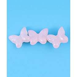 Pine Kids Free Size Hair Pins & Clips with Butterfly Applique Pack of 3 - Light Pink