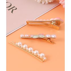Pine Kids Free Size  Hair Pins & Clips with Floral Applique Pack of 3 - Pink