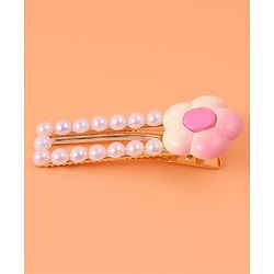 Pine Kids Free Size  Hair Pins & Clips with Floral Applique Pack of 3 - Pink