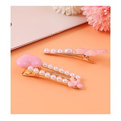 Pine Kids Free Size Hair Pins & Clips with Heart Applique Pack of 2 - Pink