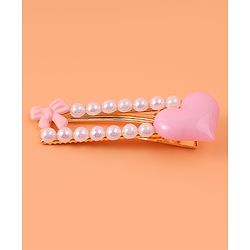 Pine Kids Free Size Hair Pins & Clips with Heart Applique Pack of 2 - Pink