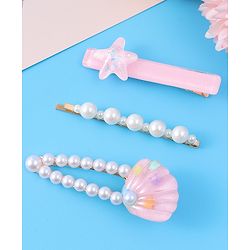 Pine Kids Free Size Hair Pins & Clips with Sea Shell Applique Pack of 3 - Light Pink
