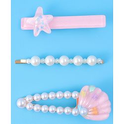 Pine Kids Free Size Hair Pins & Clips with Sea Shell Applique Pack of 3 - Light Pink
