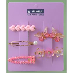 Pine Kids Hair Pins & Clips with Butterfly Applique Pack of 5 - Pink