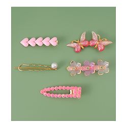 Pine Kids Hair Pins & Clips with Butterfly Applique Pack of 5 - Pink