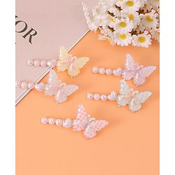 Pine Kids Free Size Hair Pins & Clips with Butterfly Applique Pack of 5 - Pink