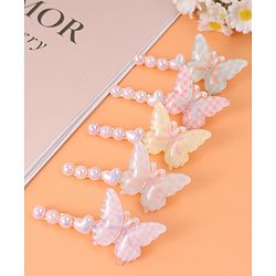 Pine Kids Free Size Hair Pins & Clips with Butterfly Applique Pack of 5 - Pink