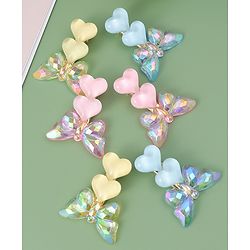 Pine Kids Butterfly Applique Hair Pins & Clips - Pink Yellow & Blue