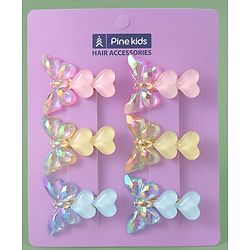 Pine Kids Butterfly Applique Hair Pins & Clips - Pink Yellow & Blue