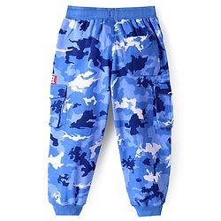 Pine Kids Marvel Terry Knit Full Sleeve T-Shirt &  Lounge Pant Set With Marvel Graphic And Cargo Pockets - Blue
