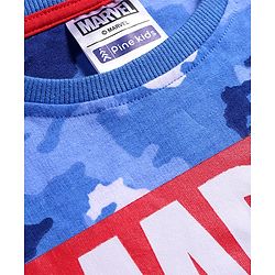 Pine Kids Marvel Terry Knit Full Sleeve T-Shirt &  Lounge Pant Set With Marvel Graphic And Cargo Pockets - Blue