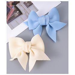 Pine Kids Pearl Hairband & Hair Clip with Bow Applique Accessories Combo Set - Light Blue & Cream