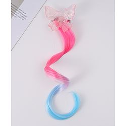 Pine Kids Butterfly Clip Hair Extensions - Blue & Pink