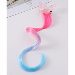 Pine Kids Butterfly Clip Hair Extensions - Blue & Pink