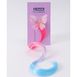 Pine Kids Butterfly Clip Hair Extensions - Blue & Pink