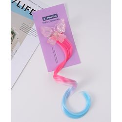 Pine Kids Butterfly Clip Hair Extensions - Blue & Pink