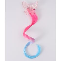 Pine Kids Butterfly Clip Hair Extensions - Blue & Pink