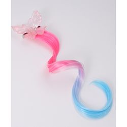 Pine Kids Butterfly Clip Hair Extensions - Blue & Pink
