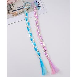Pine Kids Free Size Braided Hair Extensions Pack of 2 - Blue & Pink