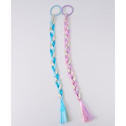 Pine Kids Free Size Braided Hair Extensions Pack of 2 - Blue & Pink