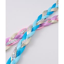 Pine Kids Free Size Braided Hair Extensions Pack of 2 - Blue & Pink