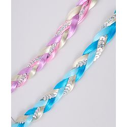 Pine Kids Free Size Braided Hair Extensions Pack of 2 - Blue & Pink
