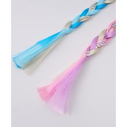 Pine Kids Free Size Braided Hair Extensions Pack of 2 - Blue & Pink