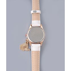Pine Kids Free Size Analog Watch With Elephant Applique - White