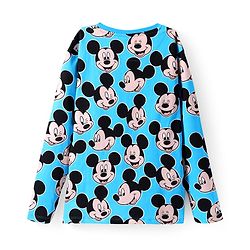 Pine Kids Disney Single Jersey Knit Full Sleeves Night Suit with Mickey Mouse Graphics - Blue