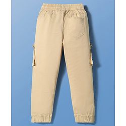 Pine Kids Cotton Woven Full Length  Solid Color Trouser with Pocket - Beige