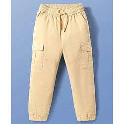 Pine Kids Cotton Woven Full Length  Solid Color Trouser with Pocket - Dark Green