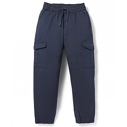 Pine Kids Cotton Woven Full Length  Solid Color Trouser with Pocket - Dark Green