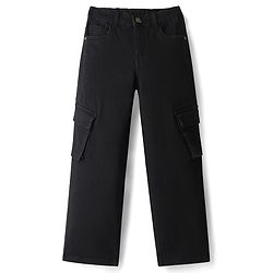Pine Kids Full Length Washed Denim Jeans with Cargo Pockets - Black