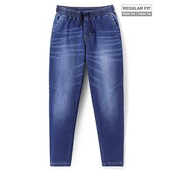 Pine Kids Denim Woven Full Length Washed Jeans - Navy Blue