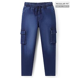 Pine Kids Denim Full Length Washed Jeans with Pockets -  Navy Blue