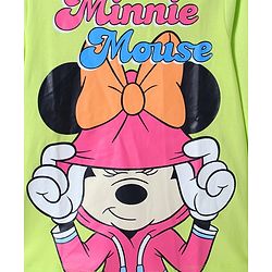 Pine Kids Disney Single Jersey Knit Full Sleeves Night Suit With Minnie Mouse Graphic -  Green & Pink