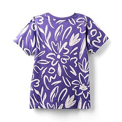 Pine Kids Cotton Knit Half Sleeves T-Shirt with Floral Print - Purple