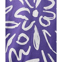 Pine Kids Cotton Knit Half Sleeves T-Shirt with Floral Print - Purple