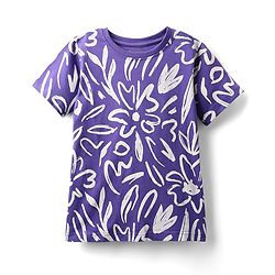 Pine Kids Cotton Knit Half Sleeves T-Shirt with Floral Print - Purple