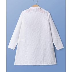 Pine Kids Cotton Woven Full Sleeves Kurta Pyjama Set with Floral Chikankari Work - White