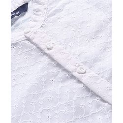 Pine Kids Cotton Woven Full Sleeves Kurta Pyjama Set with Floral Chikankari Work - White
