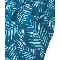 Pine Kids Looper Above Knee Length Leaves Printed Shorts - Blue