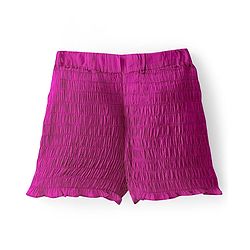 Pine Kids Cotton Woven Singlet Sleeves Top & Shorts Set with Smocking Detailing - Dark Pink